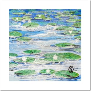 Lily pads on the lake, foam on the water Posters and Art